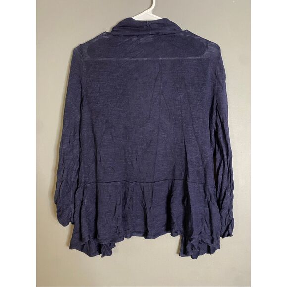 Versona Navy Crinkle Open Front Cardigan Size Large - Picture 5 of 5